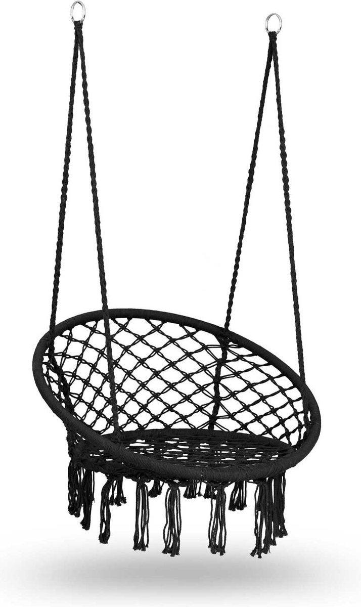 BOHO hangende schommeltuinstoel - zwart