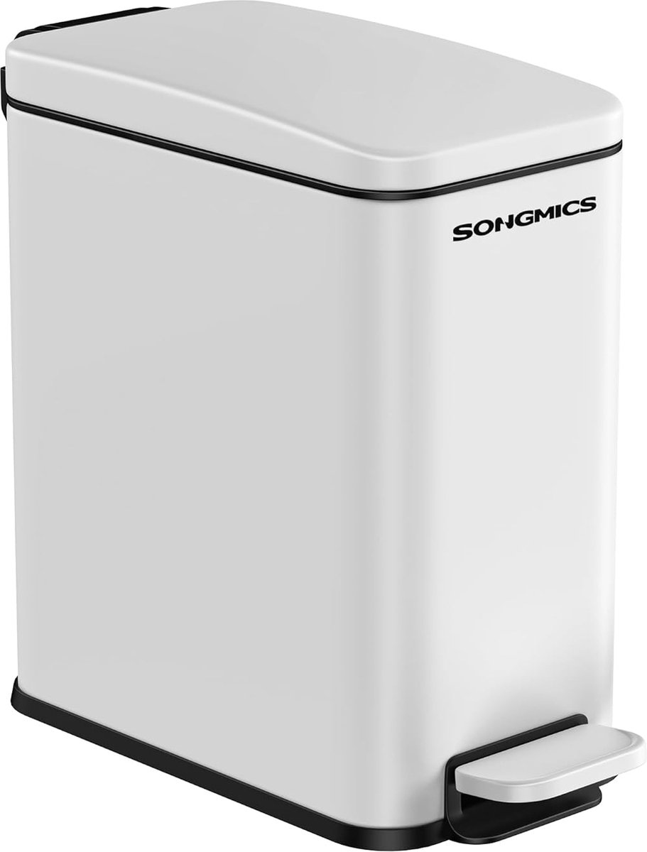 Goedkoopste FurnStar - Pedaalemmer - Badkameremmer - kleine afvalbak van 5 liter met deksel - pedaalemmer - slank voor kleine ruimtes - staal - soft close - wit