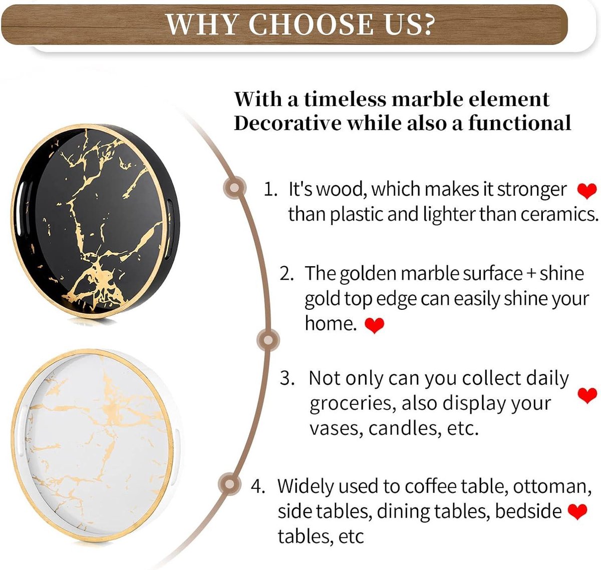 Plateau De Service Motif Marbré, Plateau Rectangulaire En