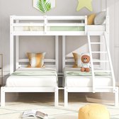 Bol.com KOMHTOM Stapelbed 90x200 cm Kinderbed met valbeveiliging armleuning Wit driepersoons aanbieding