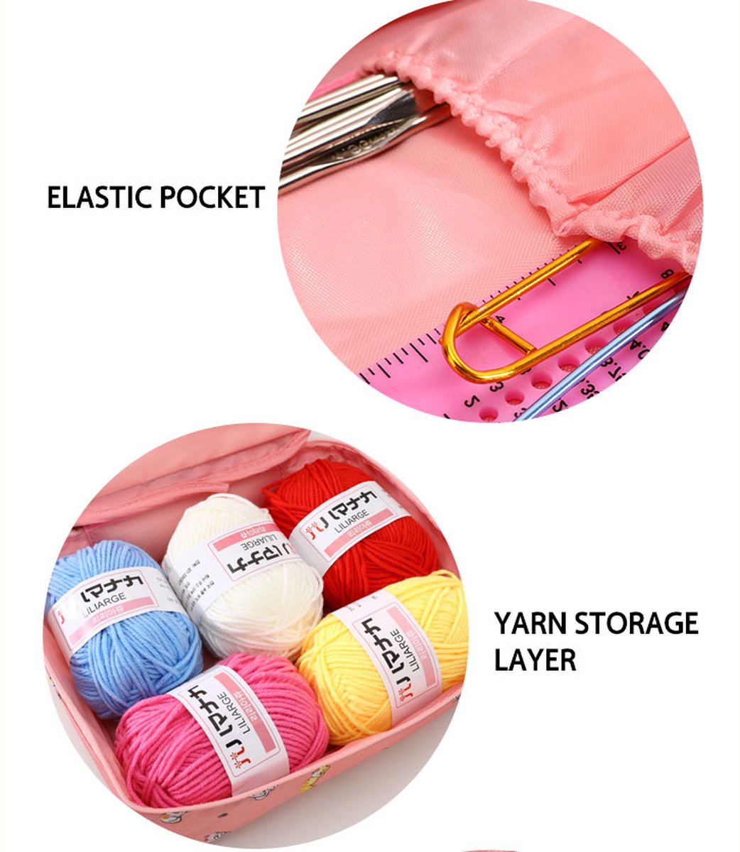 Coopay 63-delige haaknaalden voor beginners, met tas, wol, haakaccessoires, ergonomische haaknaalden met rubberen handvat, haaknaalden van kant, draagbaar