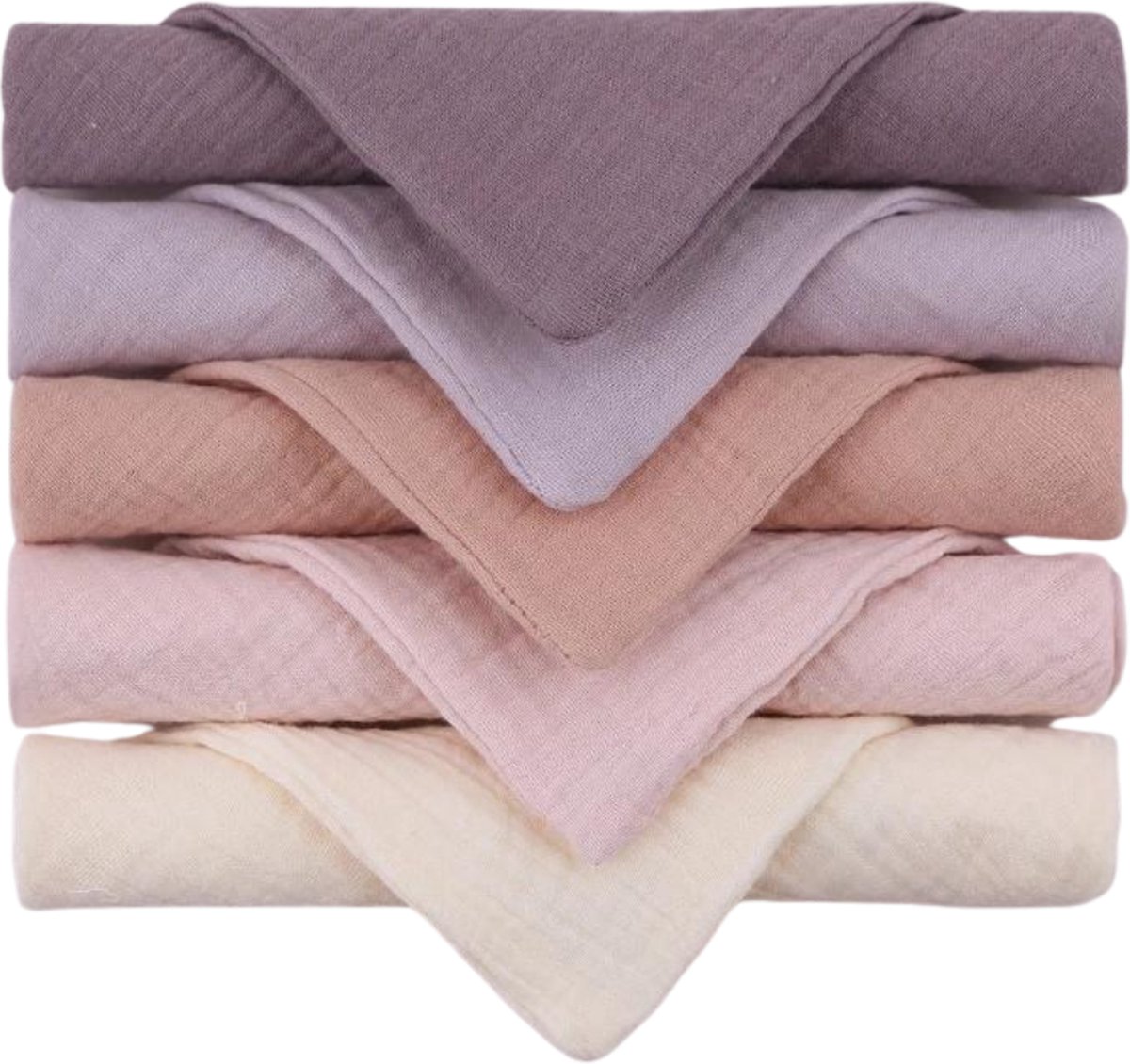 Goedkoopste Hydrofiele Doeken Baby - Babydoekjes Katoen - Monddoekjes - Spuugdoekjes - Washandjes - Baby - Hydrofiel - Ademend - Vocht Absorberend - Sneldrogend - Zacht - Paars Roze Zalm Creme Lila - 5 stuks