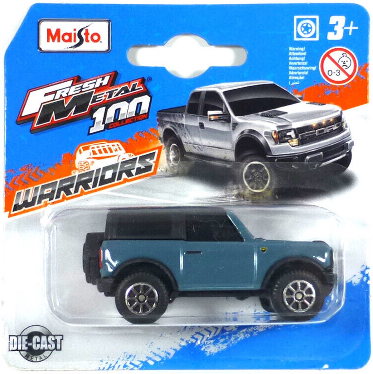 MAISTO FRESH METAL 2021 FORD BRONCO BLUE 1:64