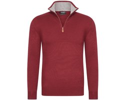 Heren trui Cashmere touch - Schipperstrui met rits - Coltrui Heren - Longsleeve Shirt - Sweater Heren - Maat M - Bordeaux