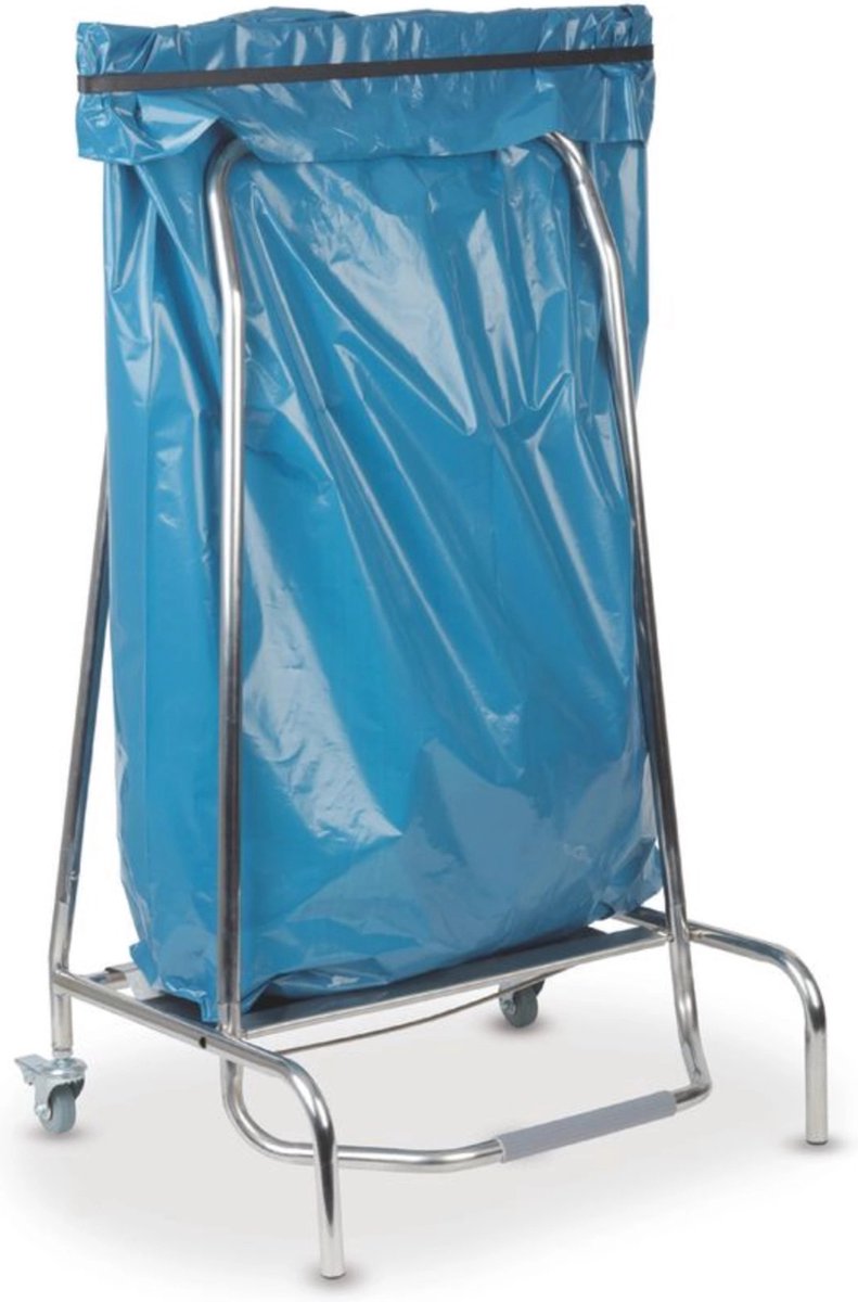 Goedkoopste HENDI Roestvrijstalen afvalzakhouder – voetbediening – 2 wielen met rem – 70/80L