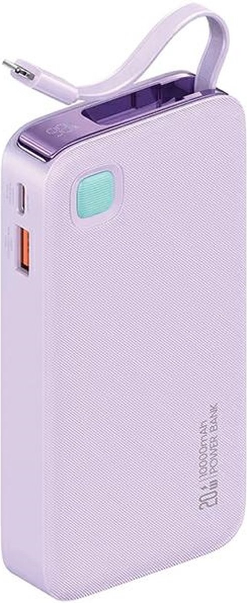 USAMS Powerbank met intrekbare kabel Intrekbare Lightning 10000 mAh PD 20W Fast Charge XY-serie paars/paars 10KCD22503 (US-CD225)
