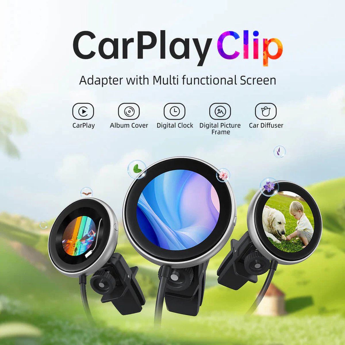 Xcruiser Ottocast Carplay Clip voor iphone Draadloze Carplay Adapter Met Auto Dilfuser Digitale Fotolijst Auto Accessoires Voor Vw Ford Benz Audi