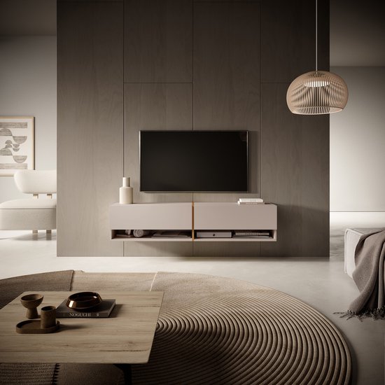 Selsey Bisira TV Cabinet Melamine, beige, 140 cm