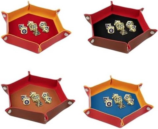 Plateau à dés en PU et velours, plateau à dés pliable Hexagonal pour jeu de donjons et Plateau à dés en PU et velours, plateau à dés pliable Hexagonal pour jeu de donjons et