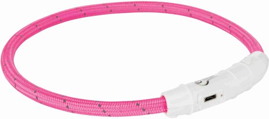 Trixie Usb Flash Lichtgevende Band Ø 7 Mm Pink - Hondenveiligheidslampje - Xs/S