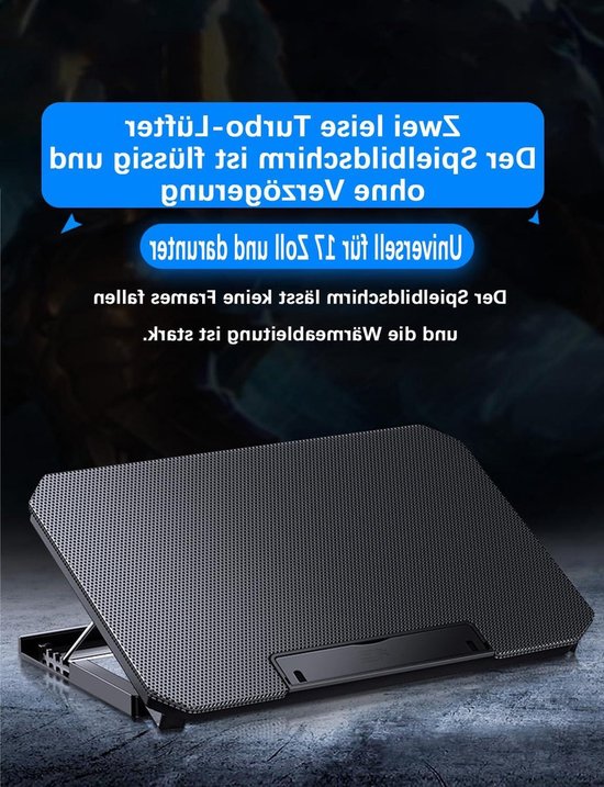 Desq 1503 Laptopstandaard, verhoogt de laptop, tot max. 17 inch, instelbaar in 5 verschillende posities en uitgerust met een geïntegreerde draaitafel, 21 cm, zwart