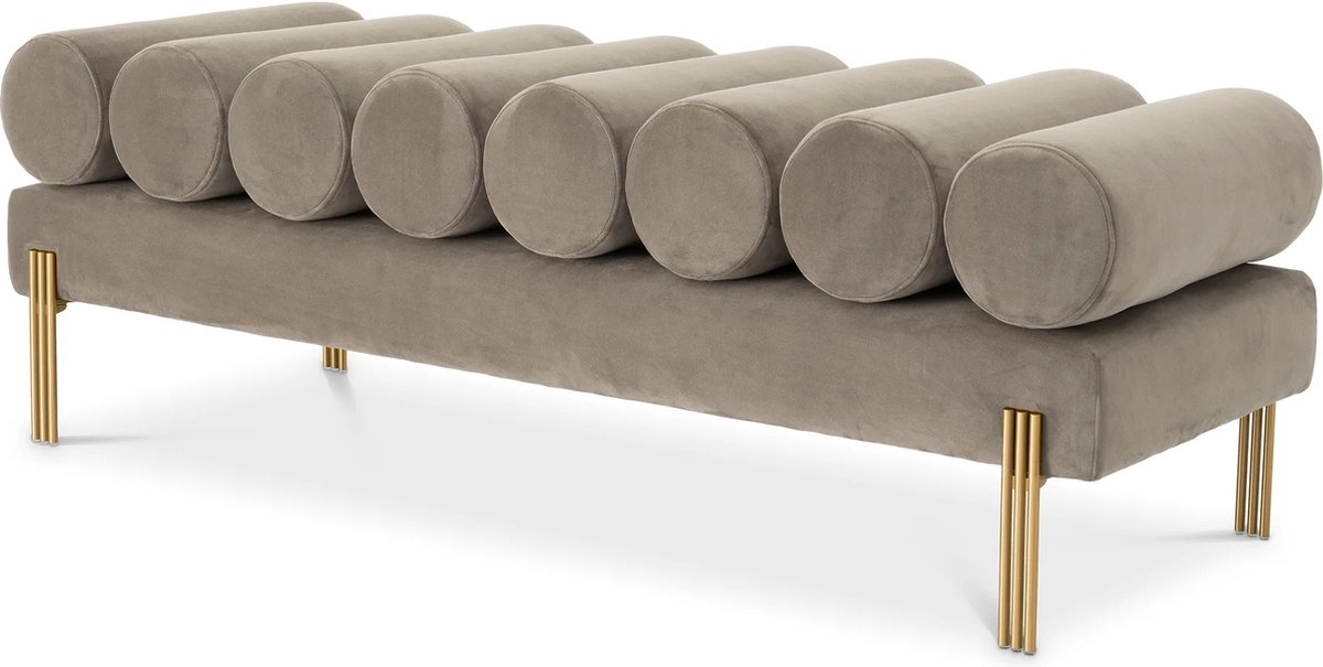 Eichholtz unieke design bank in lichtgrijs velvet Oxley 130 x 45 x 42 cm
