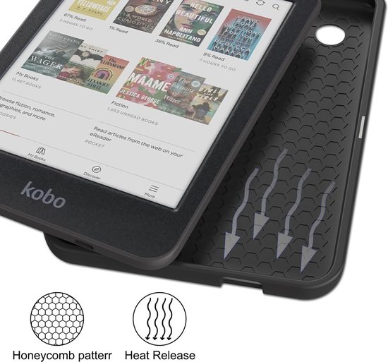Cazy Hoes geschikt voor Kobo Clara Colour / Kobo Clara BW / Tolino Shine Color - E-reader Folio Hoes - Zwart van Cazy — afbeelding 2