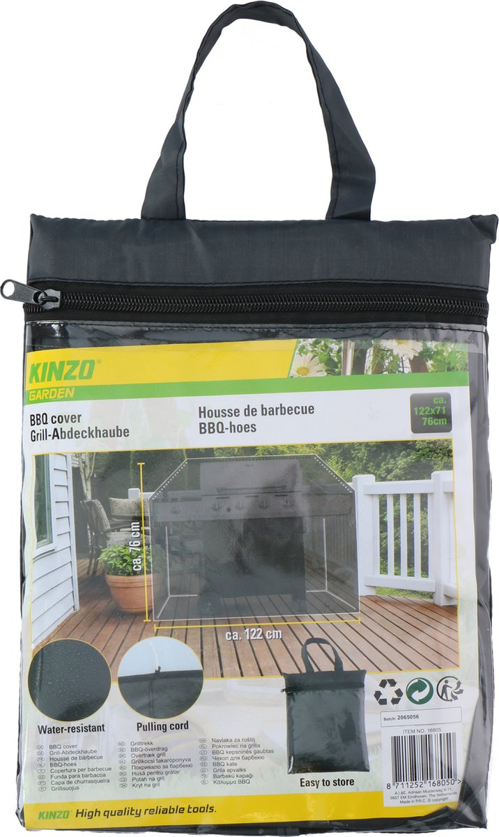 Afdekhoes/beschermhoes barbecue/bbq 122 x 71 x 76 cm zwart  - Afdekhoezen/beschermhoezen - Barbecuehoes - Barbecuebescherming
