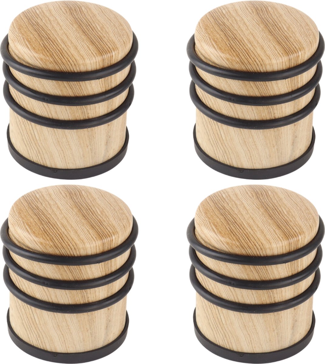 Nordix Deurstop - 4 Stuks - Deurstopper - Deurbuffer - Houtlook - 7,9cm - MADERA