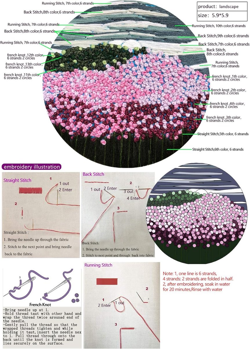 BOTC Borduurpakket Bloemen - Borduurset van 1 - Borduurpakketten voor Volwassenen - Hobby en Creatief - Borduren — afbeelding 4
