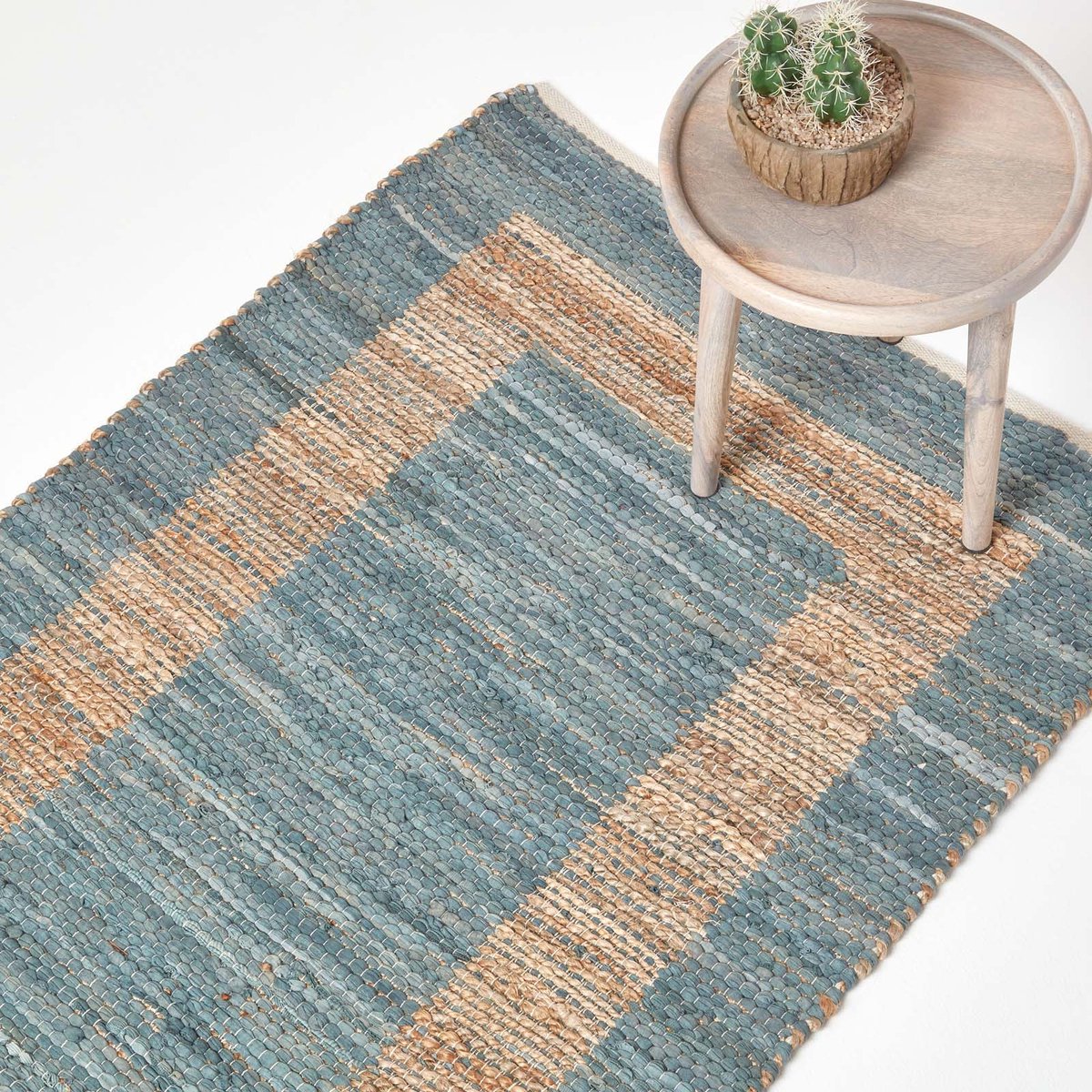 Homescapes Chindi verandakleed van hennep en katoen, grijs en beige, 90 x 150 cm