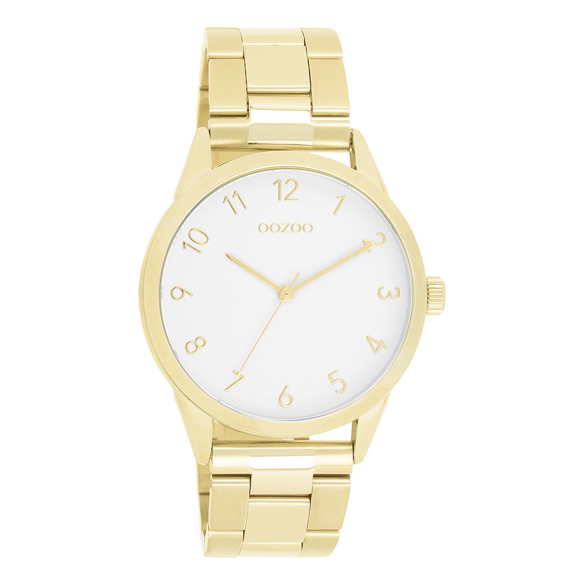 OOZOO Timepieces - Goudkleurige horloge met goudkleurige roestvrijstalen armband - C11424