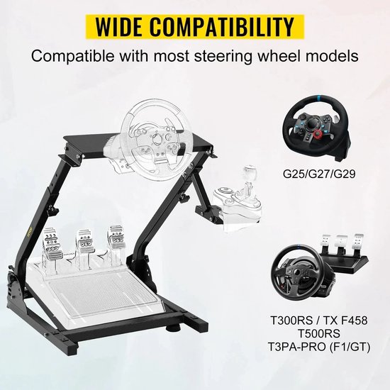 Stuurwielhouder - Race simulator - Gaming - Volledig verstelbaar - 62-80 cm hoogte - Zwart — afbeelding 5
