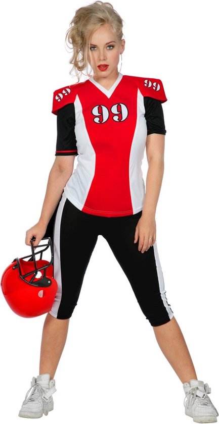 American Football Kostuum Rood/Zwart Vrouw - Maat 44