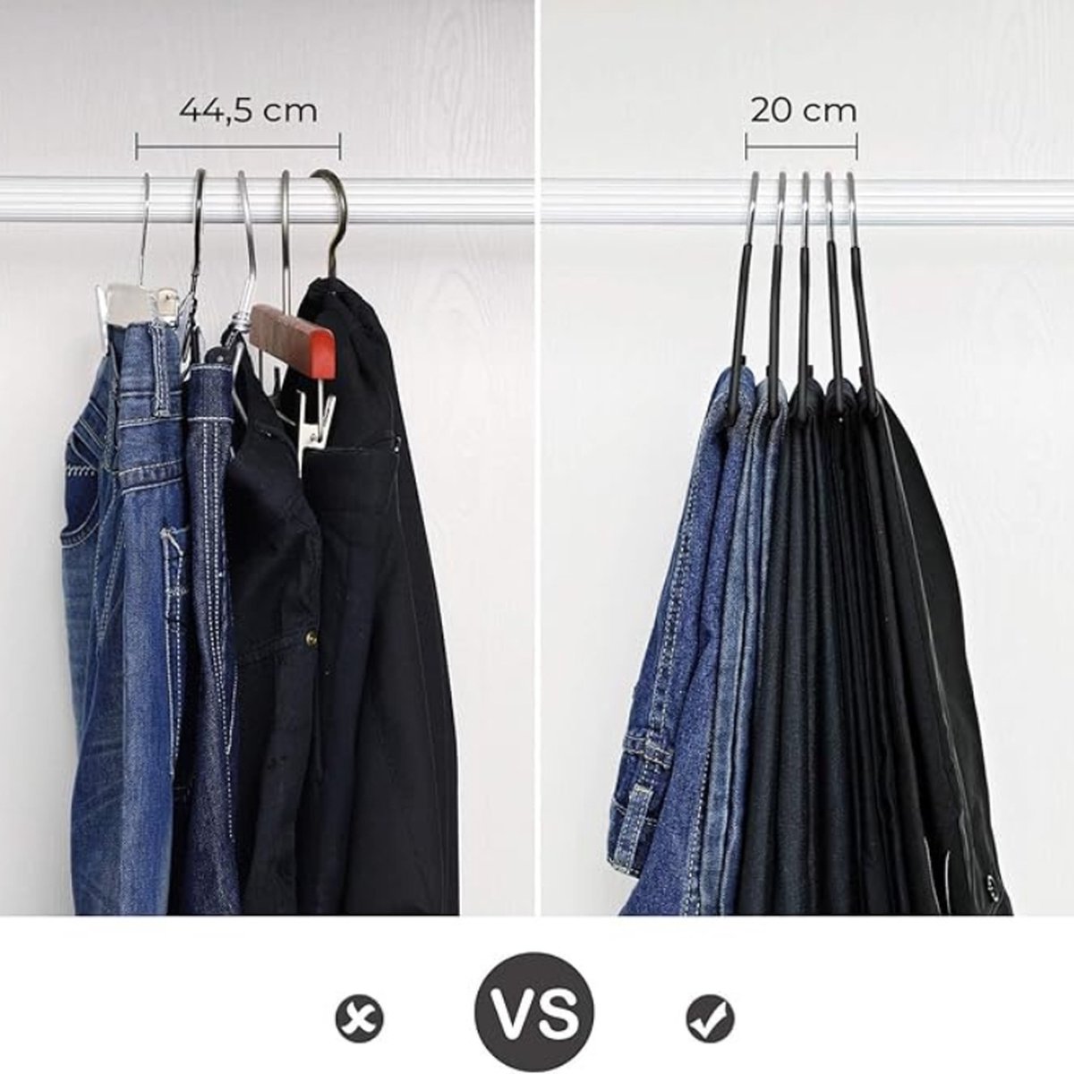 Set Van 20 Zwarte Metalen Broekhangers 0.5 Mm – Stevige En Ruimtebesparende Hangers - 38 Cm Lengte – Ideaal Voor Organisatie Van Le Kleding