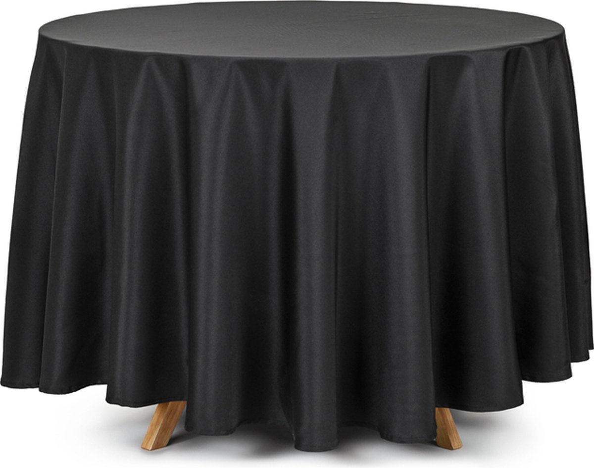 Zwart Tafelkleed Rond 230 cm, Tafeldecoratie, Decoratie, Bruiloft, Feest