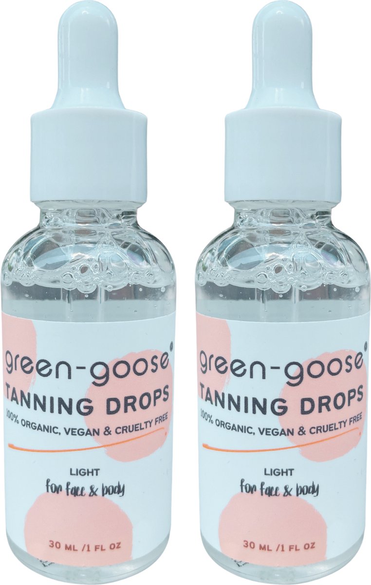 Goedkoopste green-goose® Organic Tanning Drops - Light - 2x30ml - Zelfbruinende Druppels - 100 Biologisch, Natuurlijk & Diervriendelijk - Organic, Vegan & Cruelty Free