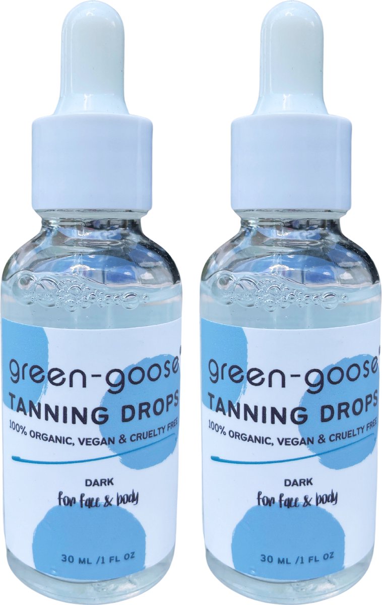 Goedkoopste green-goose® Organic Tanning Drops - Dark - 2x30ml - Zelfbruinende Druppels - 100 Biologisch, Natuurlijk & Diervriendelijk - Organic, Vegan & Cruelty Free