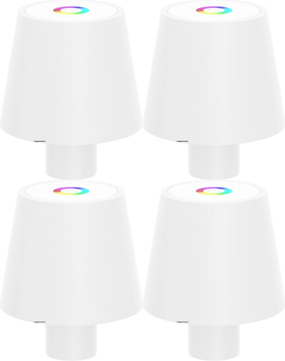 Flessenlamp - 4 Stuks- Tafellamp - Flessenlamp RGB - RGB - Wit - Usb-C Oplaadbaar - Oplaadbare Tafellamp - Warm wit - Touch Dimbaar - LED