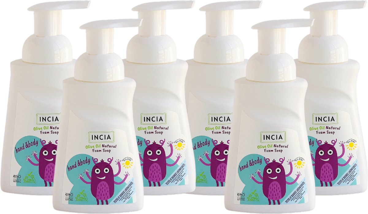 Goedkoopste Incia - Natuurlijke Schuimende Handzeep voor Kids - Voordeelverpakking - 6x250ml