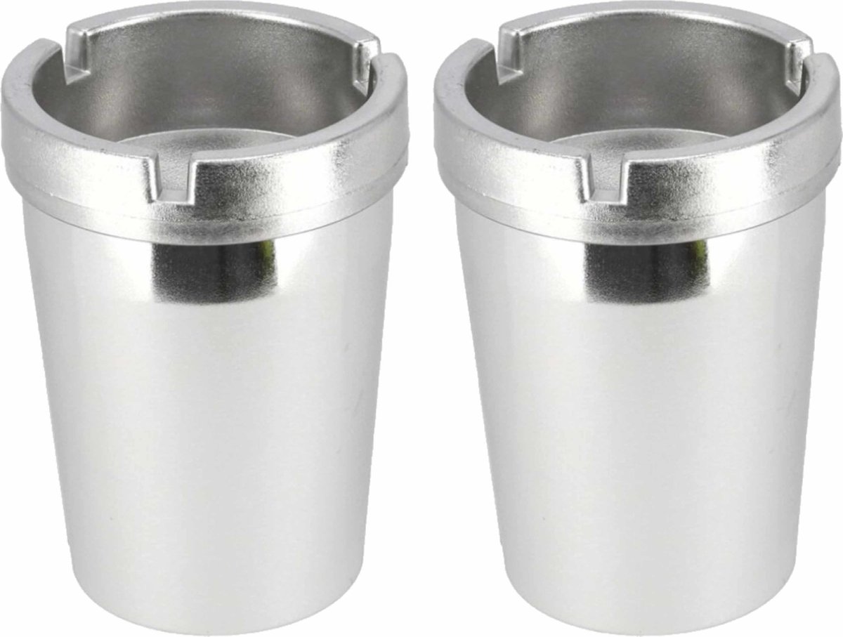 Goedkoopste 2x Auto asbakken zilver 11 x 8 cm - Geurvrije/rookvrije auto asbak