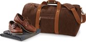 Canvas weekendtas/reistas - donkerbruin - 45 liter - Vintage reistas - Tassen voor volwassenen