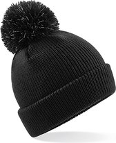 Beechfield Wintermuts - kinderen - zwart - muts met pompom - jongens en meisjes - gebreid