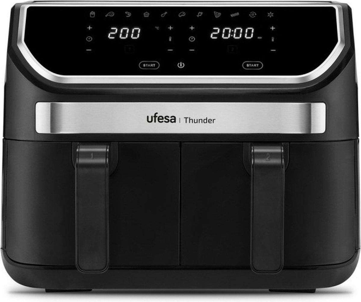 Afbeelding 2 van Ufesa Thunder Airfryer 9 liter Dual Cooking 2x4,5 liter