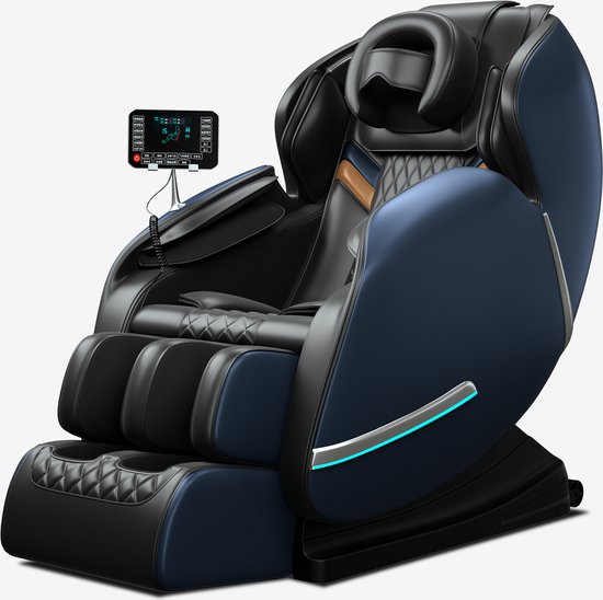 Molini Elektrische Massagestoel (Deluxe) - met scherm, muziek, Bluetooth en veel opties - Welness - zwart/blauw