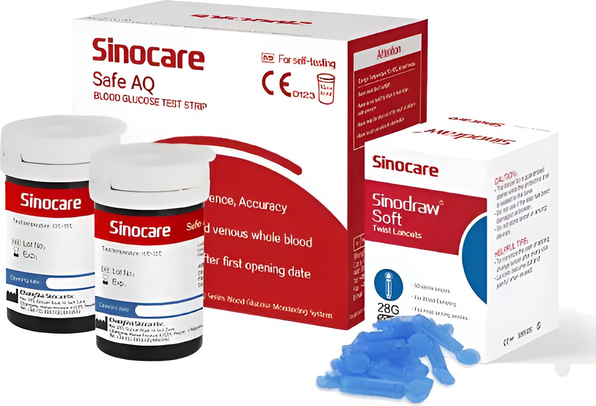Sinocare® Teststrips & Lancetten - 50 Teststrips - 50 Lancetten - Voordeelpakket