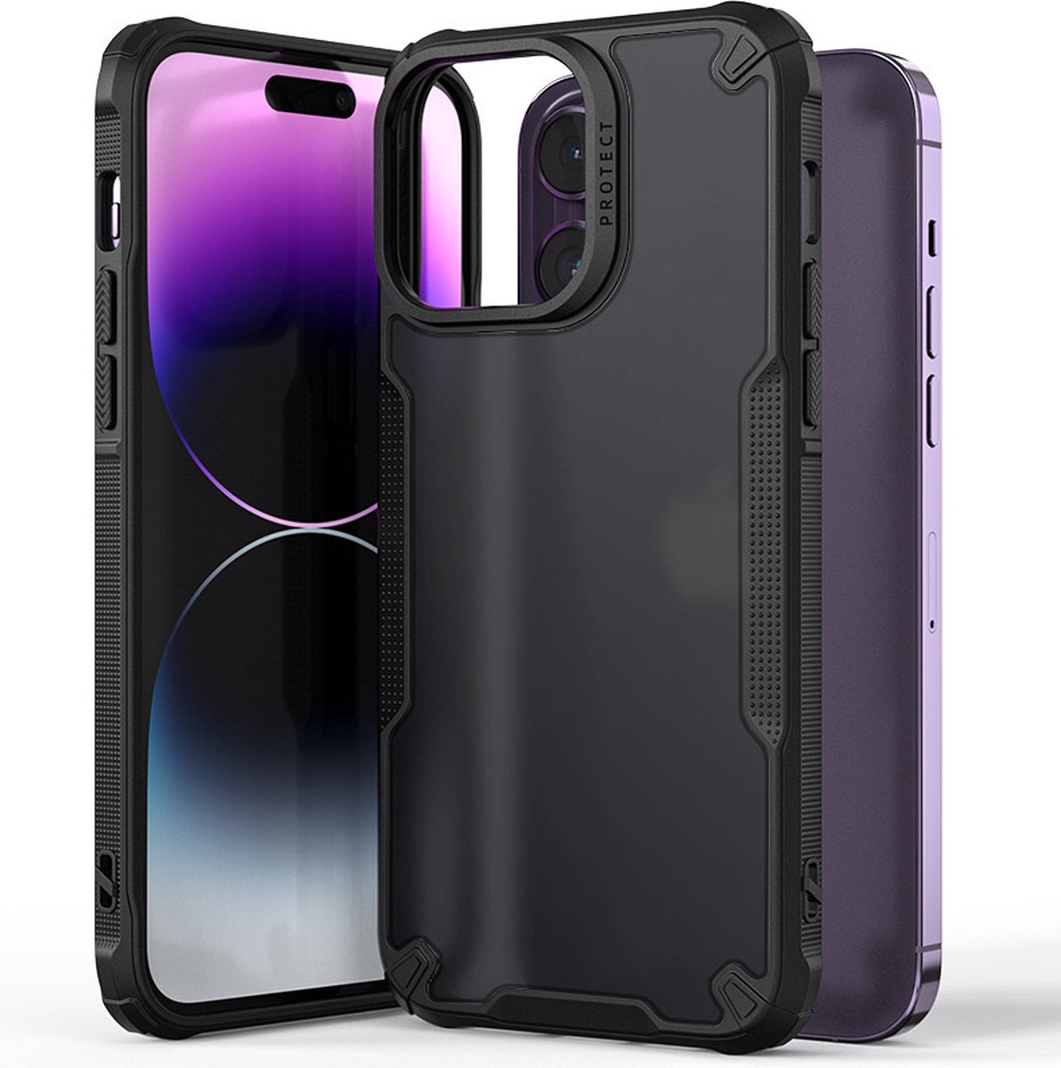 Geschikt voor iPhone 15 Pro Max Hoesje - Case Cover - Stevige Bumpers - Backcover - Anti Shock - Telefoonhoesje 15 Pro Max - Hybrid X Fonu - Matt
