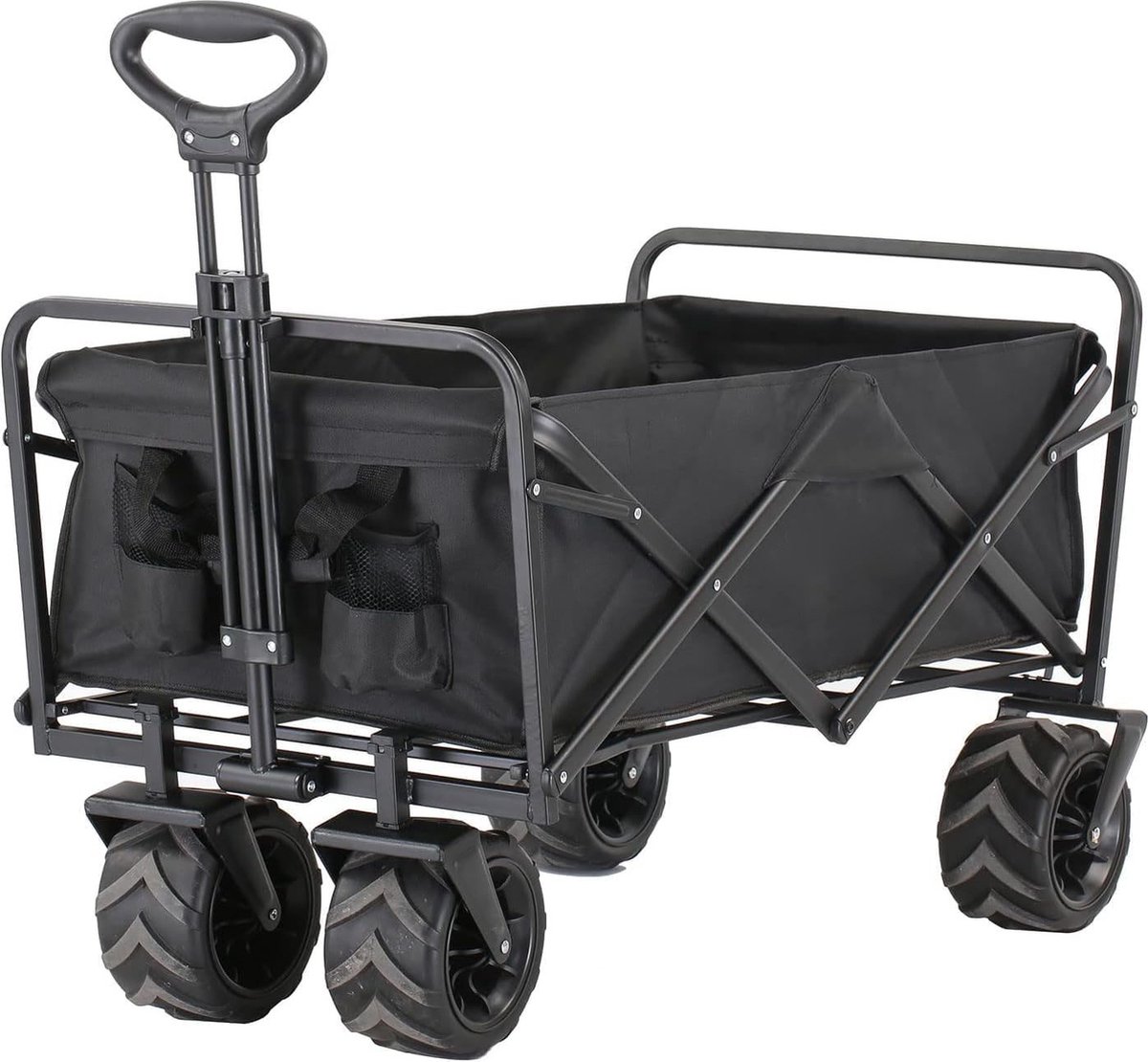 Opvouwbare Zware Handkar - 160 kg Draagvermogen - Outdoor Camping Handcart - Verstelbare Trolley - Grote Off-Road Wielen - Strand Trolley - Robuust Metalen Frame - Waterdichte Stof - 90x55x40 cm