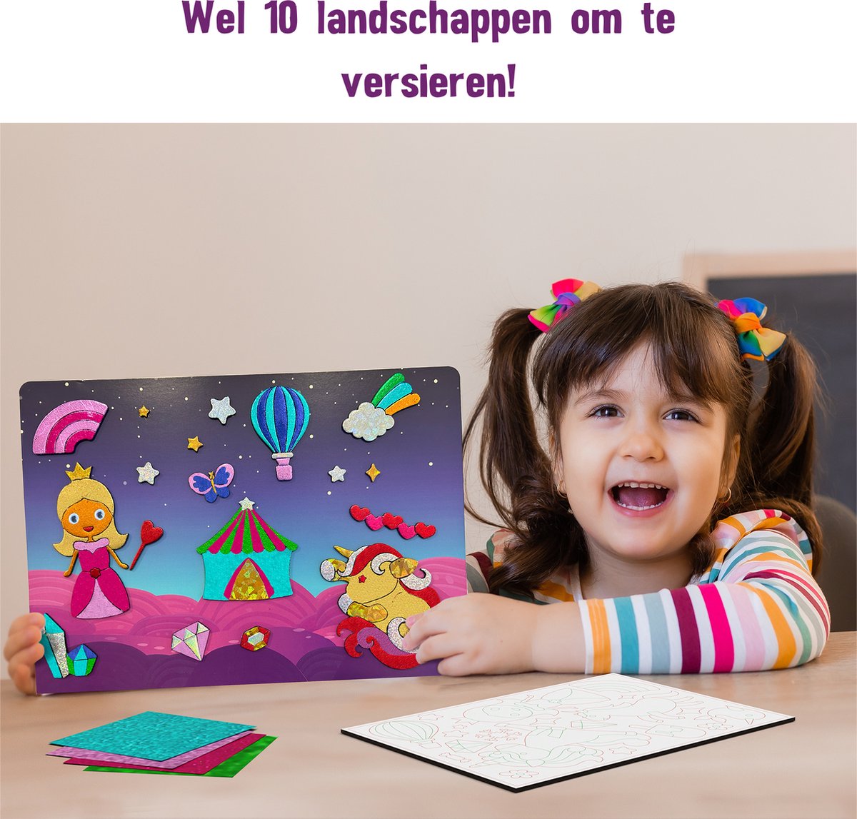 Megableu Foil Fun: Prinsessen en Eenhoorns - Creatief Knutselspel voor Kinderen - Knutselen met Folie en Stickers - Kunstwerkjes Maken zonder Knoeien — afbeelding 4