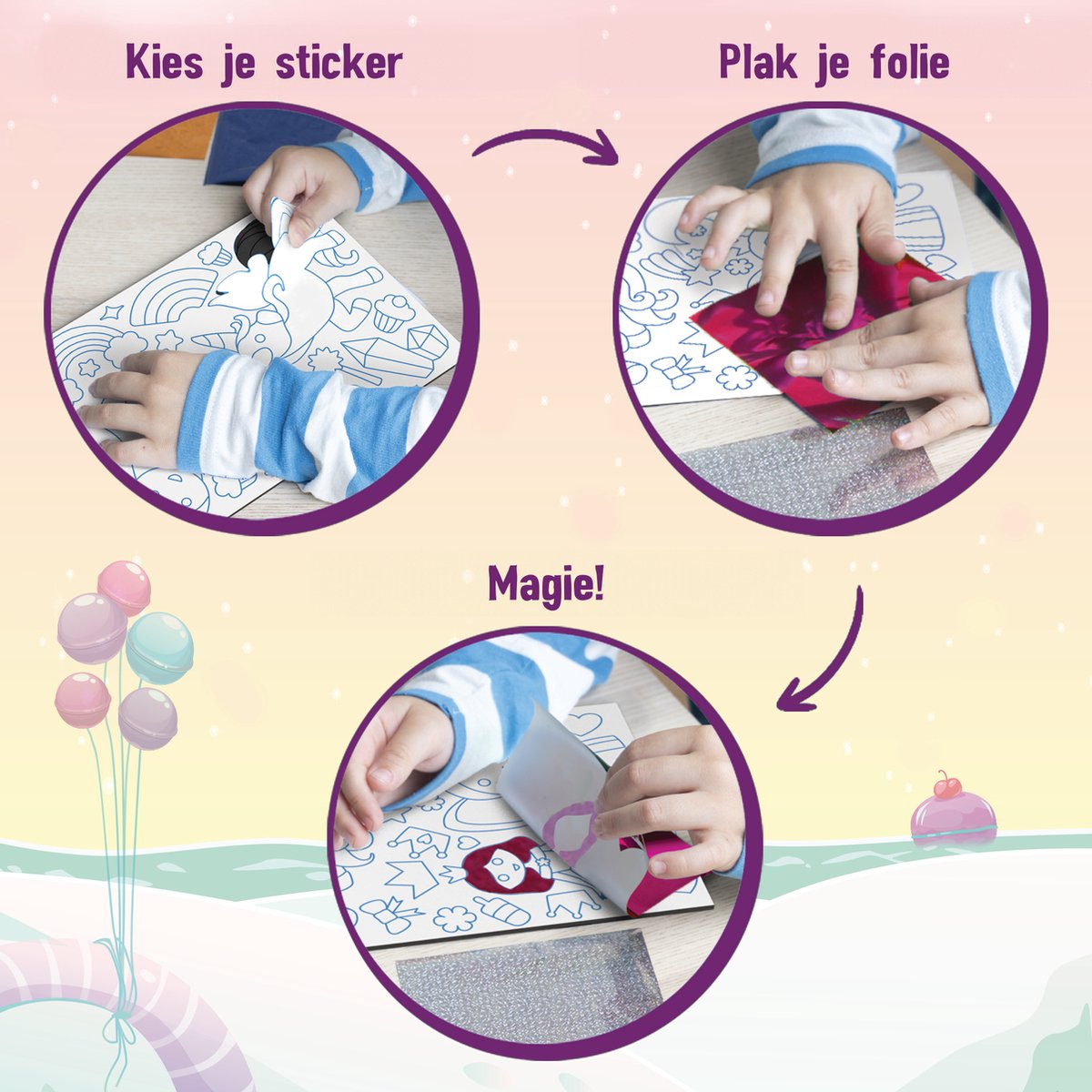 Megableu Foil Fun: Prinsessen en Eenhoorns - Creatief Knutselspel voor Kinderen - Knutselen met Folie en Stickers - Kunstwerkjes Maken zonder Knoeien — afbeelding 8