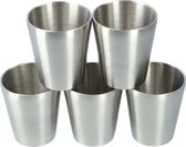 Tasse en acier inoxydable à double paroi (5 pièces !) - Gobelets en acier inoxydable - Conception robuste - Convient aux enfants - Style industriel - Argent - 300 ml