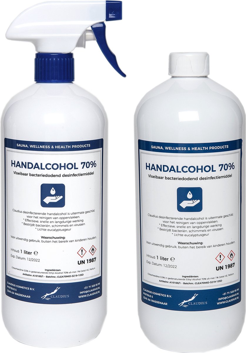 Goedkoopste Handalcohol spray 70 - 1 liter met spraykop 1 liter met dop