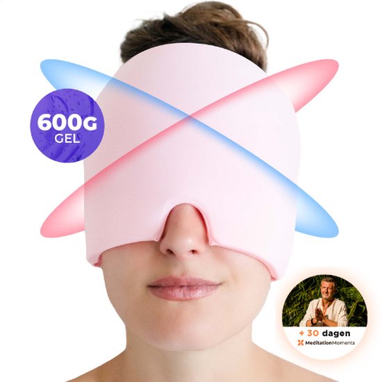 Foto: Ryce migraine muts masker extra dik 600g hoofdpijn warmte koude therapie hot cold pack roze