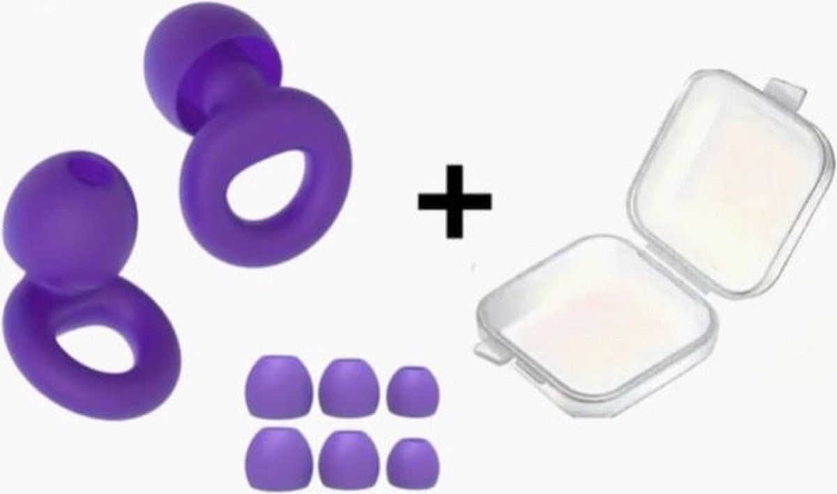 Goedkoopste Oordoppen voor Slapen - Loop Earplugs Quiet - Reizen - Overprikkeling - Loop Earplugs - Paars - SNR 26 dB Demping - Inclusief Opbergdoosje - Festival Oordopjes - Herbruikbare Gehoorbescherming - Siliconen voor Slaap en Gevoeligheid - 8 Dop