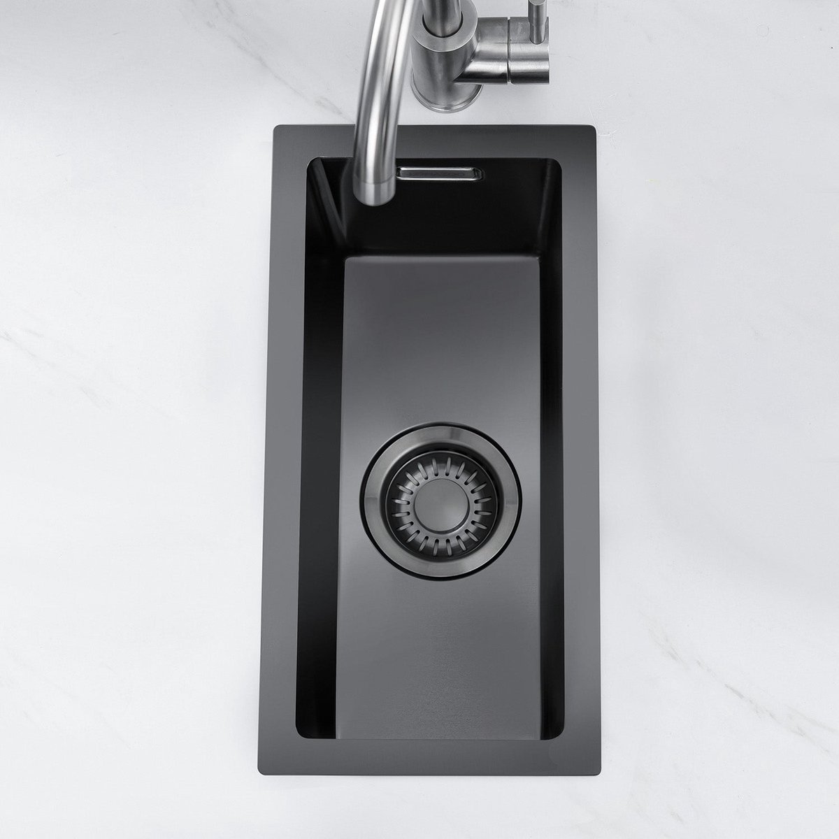 LOMAZOO Spoelbak Keuken - Wasbak Keuken - Gootsteen RVS Klein [BELNEM] 24 cm Gun Metal