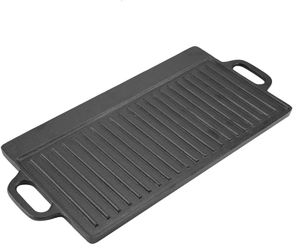 Gietijzeren grillplaat met glad oppervlak voor gasfornuis en inductiekookplaat Anti-aanbaklaag Perfect voor grillen buiten
