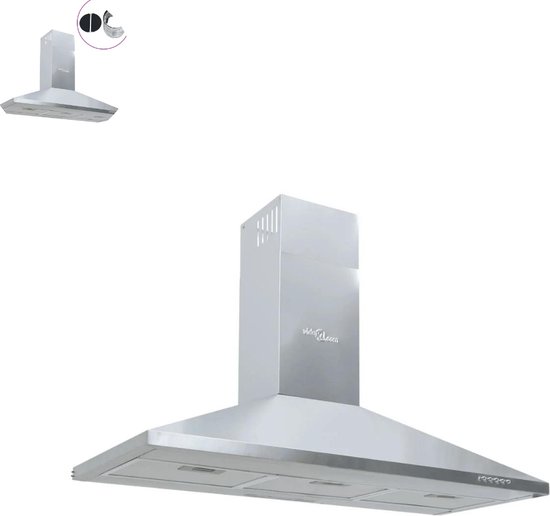 Afzuigkap - 90 cm -Onderbouw - Afzuigkappen - Met koolstoffilter - Schuin - Zilver