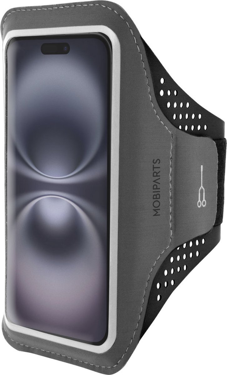 Hardloop Sportarmband geschikt voor Apple iPhone 16 - Zwart - Mobiparts