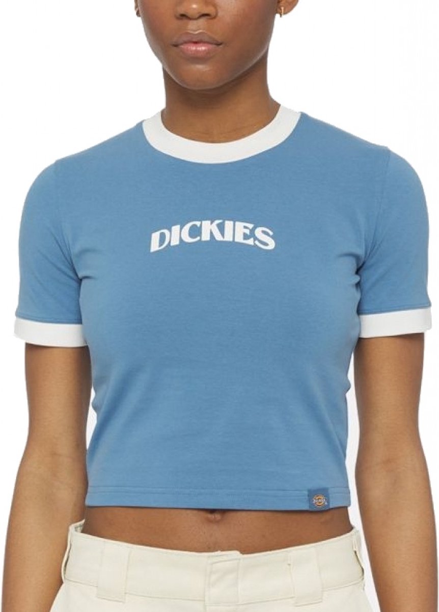 Dickies Herndon Ringer Korte Mouw Top XS Vrouw Blauw
