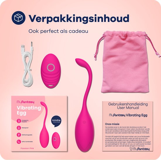 MyFantasy Oeuf Vibrant avec Télécommande – Vibrateurs pour Femmes – Satisfyer Clitoris - Jouets Sexuels pour Couples - Sex Toys pour Couples - Œuf Vibrant - Rose